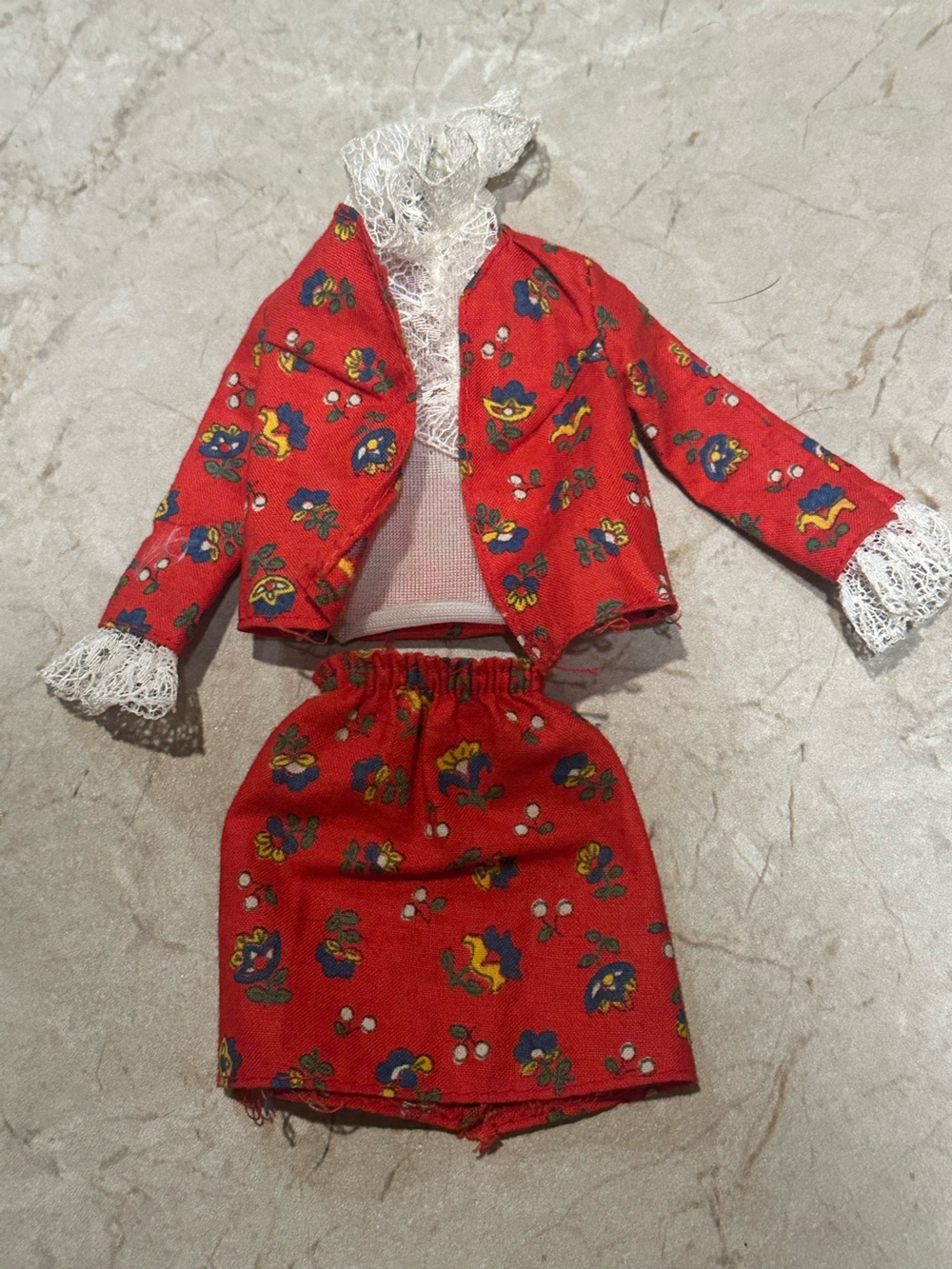 1974 #7748 complete outfit blazer/jacket skirt lace halt dickie vintage Barbie
